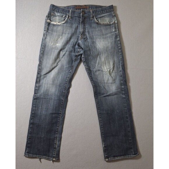 Agave Gringo Denim Jeans Mens 34x31 Blue  Hand Crafted Luxury Distressed - Picture 1 of 13